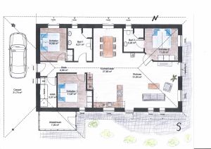 Ebenerdiger Bungalow mit Innen- und Außentüren in Überbreite.