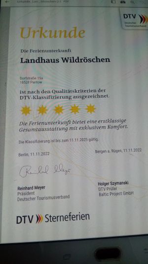 Bereits das 6. Mal mit der höchsten Klassifizierung des DTV ausgezeichnet.