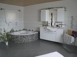 im großzügigen Badezimmer können Sie wählen, ob Sie duschen oder lieber ein Vollbad nehmen möchten