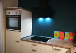 Einbauküche mit Kühlschrank inkl. Eisfach, Backofen, Cerankochfeld, Dunstabzugshaube und Unterschränken