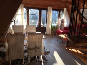 Das gemütliche Wohnzimmer mit Essbereich